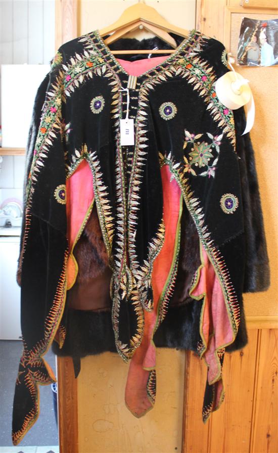 Mink fur coat,a mink cape & an Eastern embroidered costume